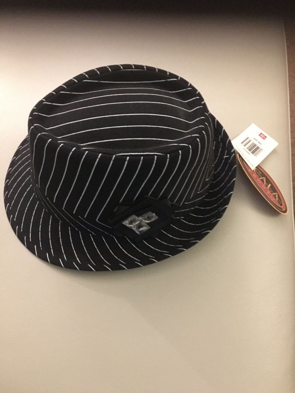 Women's Navy Blue Pinstriped with 3 Jeweled Band One Size